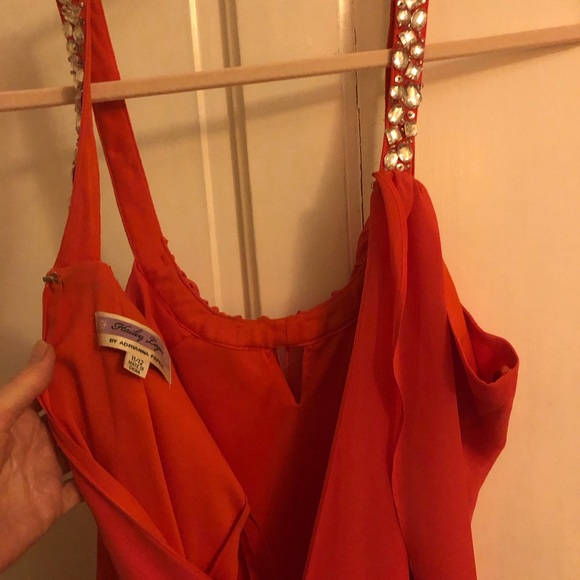 Hailey Logan Dress Vibrant Orange Backless with Rhinestone Straps - Picture 5 of 8